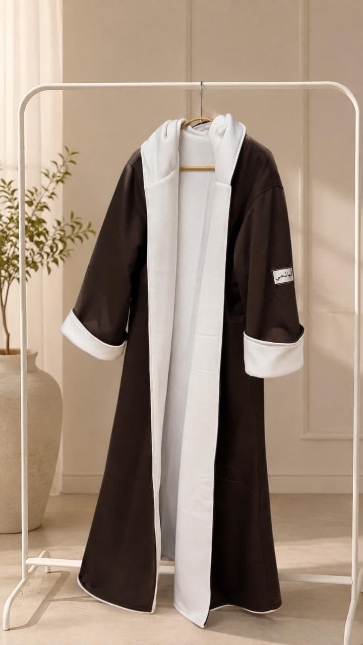 Brown & White Hooded Bisht