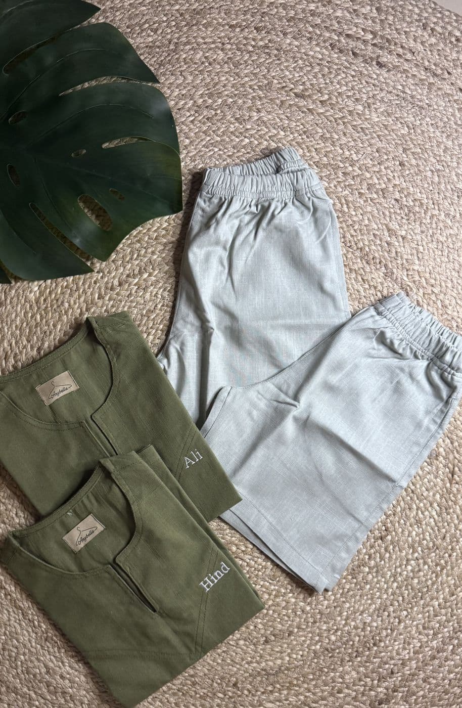 Olive Kids Set — tee + trousers