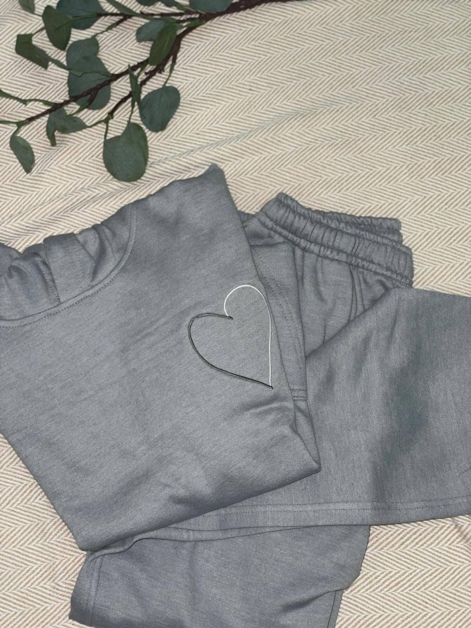 Grey Heart Set — hoodie + pants