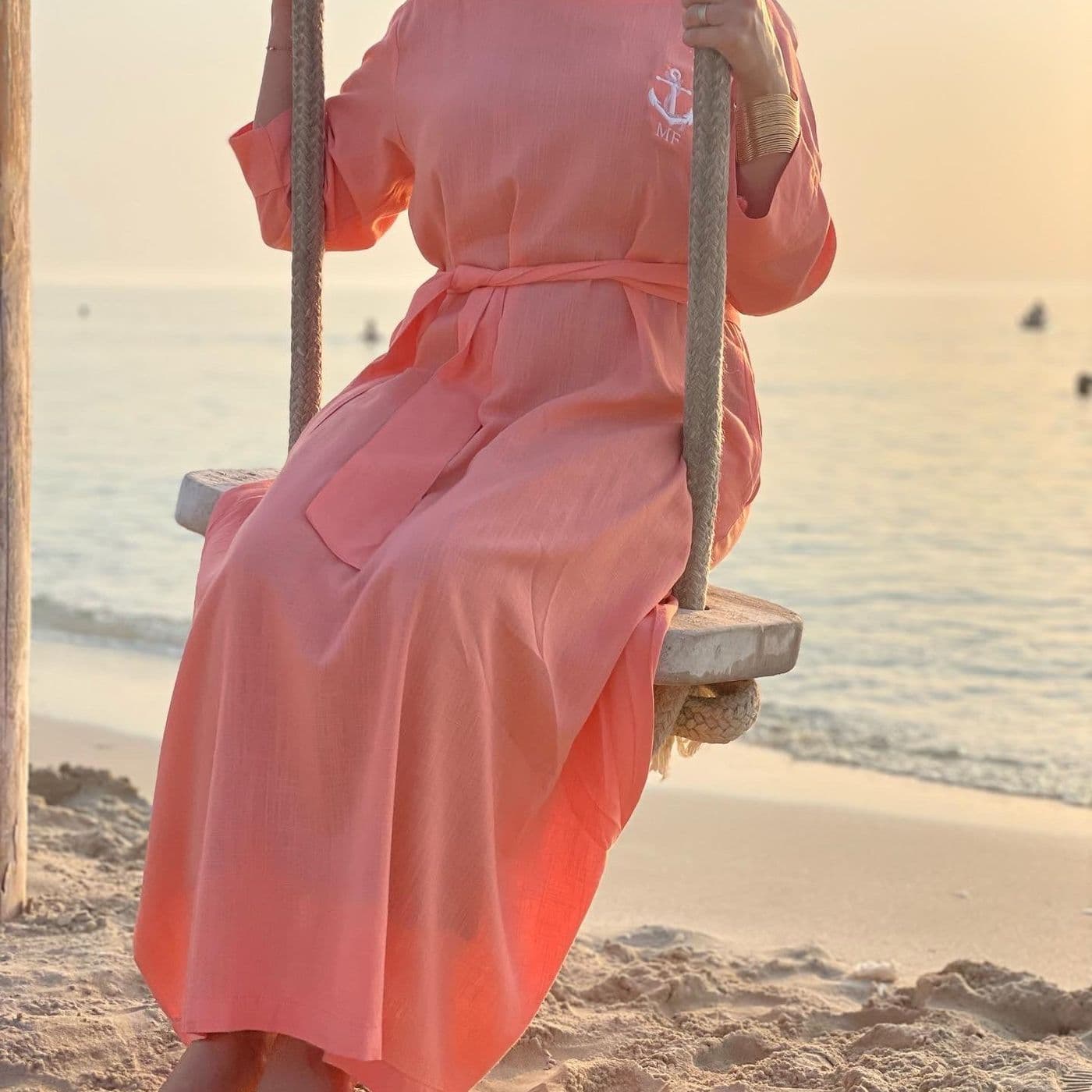 Coral Linen Dress