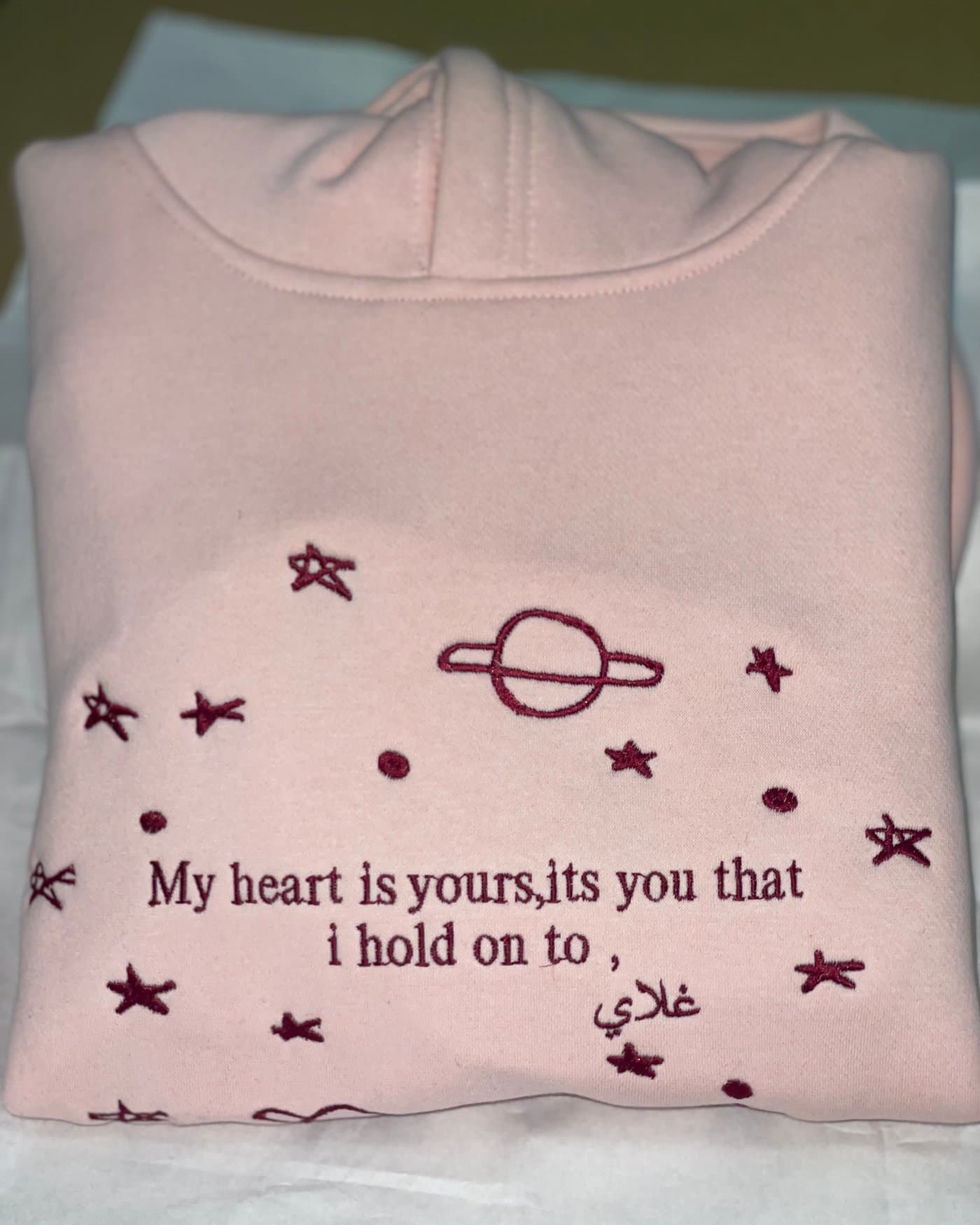 Pink Saturn Hoodie — “My heart is yours”